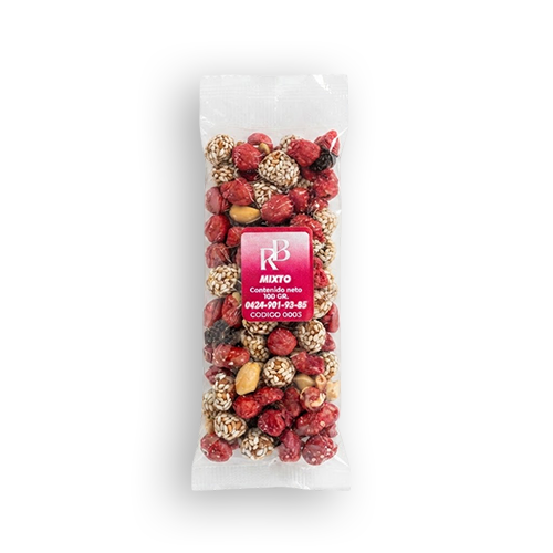 MANI MIXTO (PASAS/MANI SALADO/ MANI CON AJONJOLI/ MANI ROJO)  X 100 GR (RB)