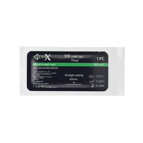 SUTURA NYLON 3-0 627 AGUJA RECTA CORTANTE 75CM (DEVAX)