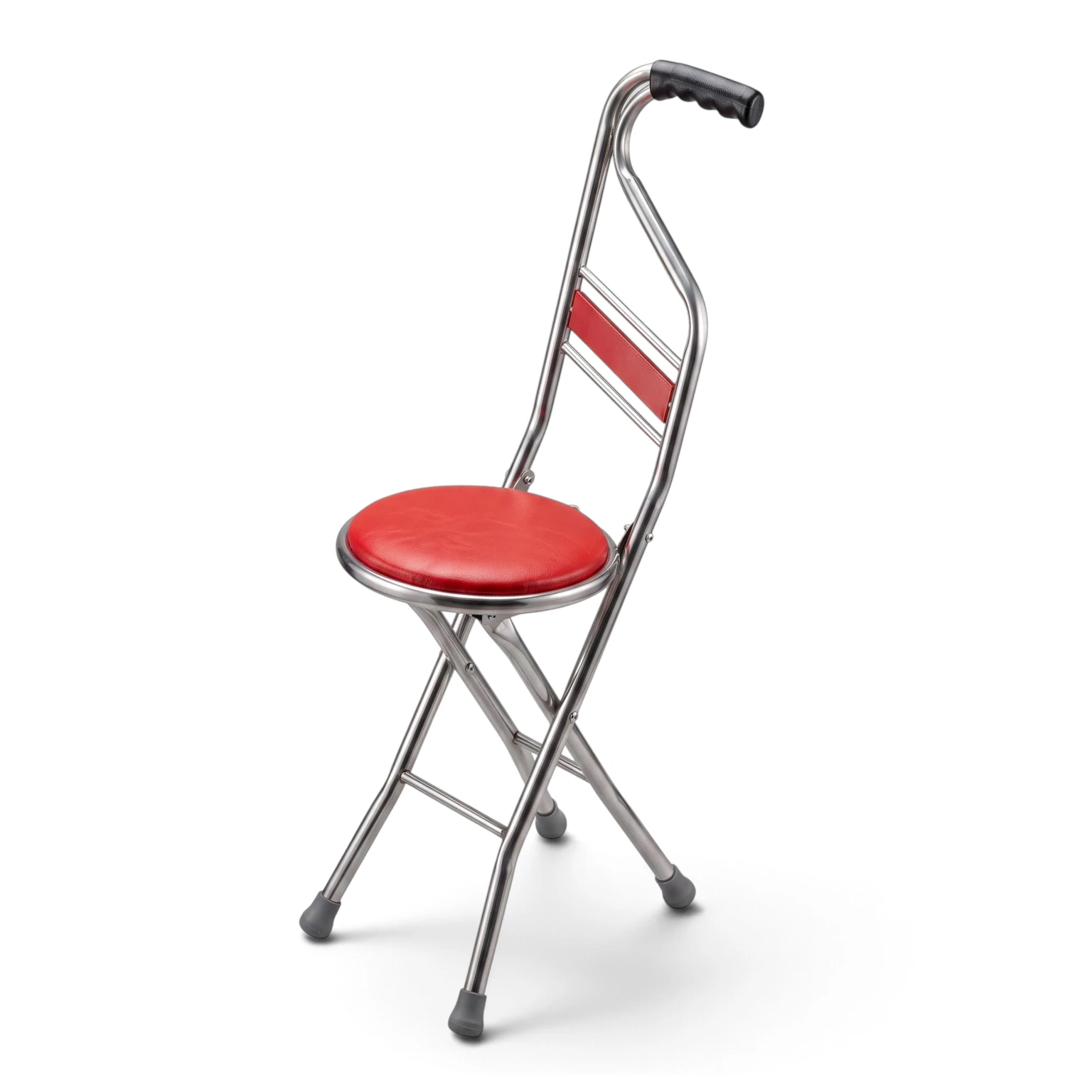 BASTON 4 PUNTOS CON ASIENTO ROJO (AKLAS)