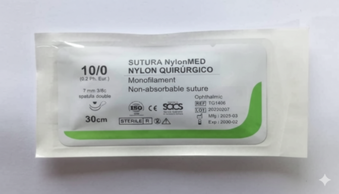 SUTURA NYLON 10-0 DOBLE AGUJA ESPATULA (MEDAID)