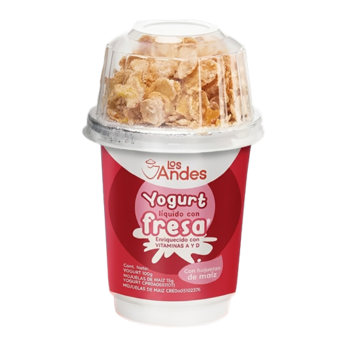 YOGURT LIQUIDO FRESA C HOJUELAS 150GR (LOS ANDES)