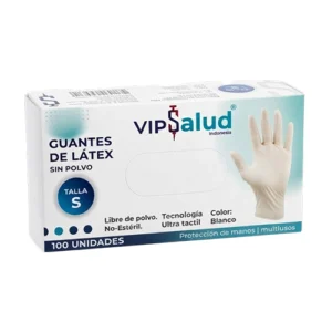 GUANTES DE LATEX P/EXAMEN S/P TALLA S X 100UND (VIPSALUD)