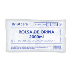 BOLSA RECOLECTORA DE ORINA 2000 ML CON VALVULA T (BRIUTCARE)