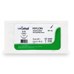 SUTURA NYLON 3-0 AGUJA CURVA CORTANTE (REF-163) (VIPSALUD)