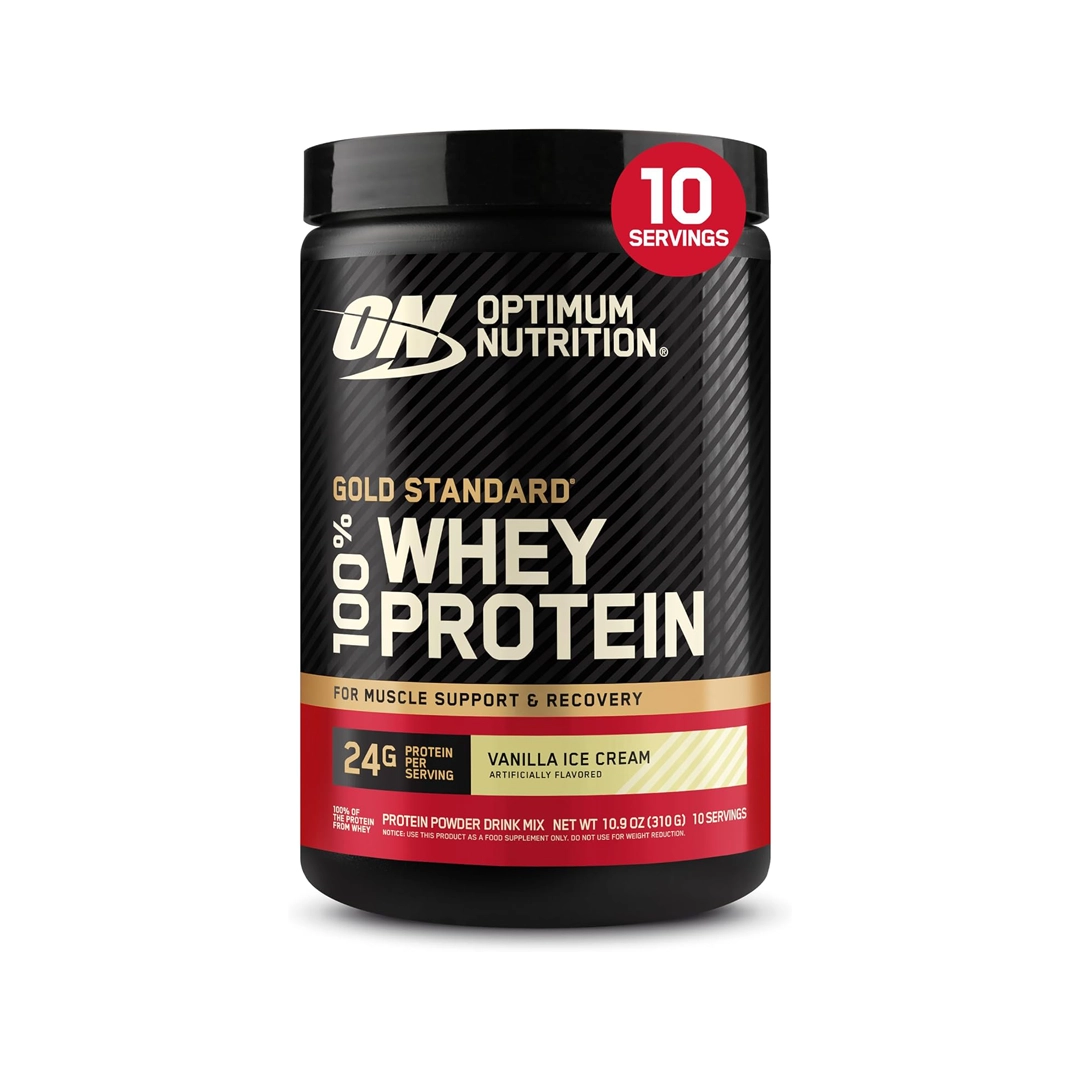 WHEY PROTEIN GOLD STANDARD X 10 SERVINGS VANILLA ICE CREAM (ON OPTIMUM NUTRITION