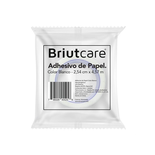 ADHESIVO DE PAPEL COLOR BLANCO 1 X 5 YDS (BRIUTCARE) (MMQ)