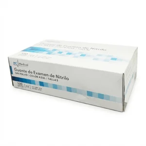 GUANTE DE EXAMEN DE NITRILO COLOR AZUL TALLA  M 100UNID (MC MEDICAL)