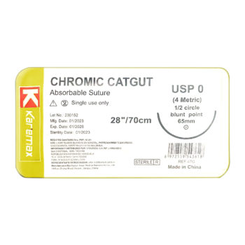 SUTURA CROMICO CATCUT 0 AGUJA CURVA NO CORTANTE REF 47G (KAREMAX)