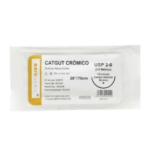 SUTURA CROMICO 2-0 AGUJA CURVA NO CORTANTE REF 811T 36.4MM (BRIXMEDIC)