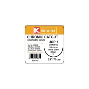 SUTURA CROMICO 1  AGUJA CURVA NO CORTANTE 70 CM REF 48G (KAREMAX)