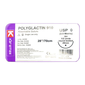 SUTURA VICRYL 0 SH AGUJA CURVA NO CORTANTE (REF-J318) (KAREMAX)