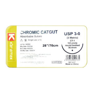 SUTURA CROMICO 3-0 CT-1 AGUJA CURVA NO CORTANYE REF 81OT (KAREMAX)