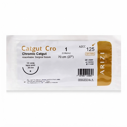 SUTURA CROMICO 1 CT AGUJA CURVA NO CORTANTE  REF 915 (KAREMAX)