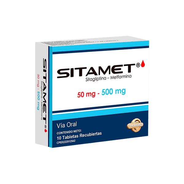 SITAMET 50MG/500MG X 10 TAB (METFORMINA/SITAGLIPTINA) (VALMORCA) (TABLETAS)