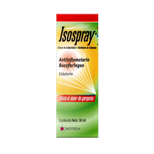 ISOSPRAY SPRAY BUCAL X 30ML (LIDOCAINA-CETILPIRIDINIO) (GOTAS) BIOTECH