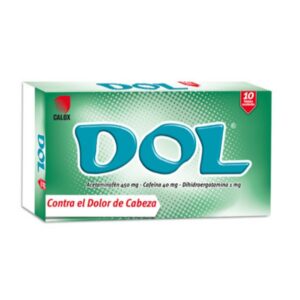 DOL X 10 TAB (ACETAMINOFEN/CAFEINA/DIHIDROERGOTAMINA)(CALOX)(TABLETAS)