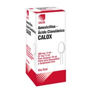 AMOXICILINA + AC CLAVULANICO 400MG+57MG/5ML SUSP X 70ML PED (CALOX) (JARABES)