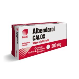 ALBENDAZOL 200MG X 2 TAB SABOR TUTTI FRUTTI (CALOX)(TABLETAS)