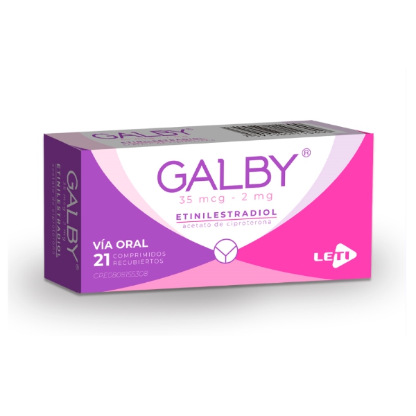 GALBY 35MCG-2MG X 21 TAB (CIPROTERONA-ETINILESTRADIOL) (LETI) (TABLETAS)