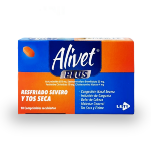 ALIVET PLUS 650MG X 10 COMP (ACETAMINOFEN/DEXTROMETORFANO/FENILEFRINA)(LETI)