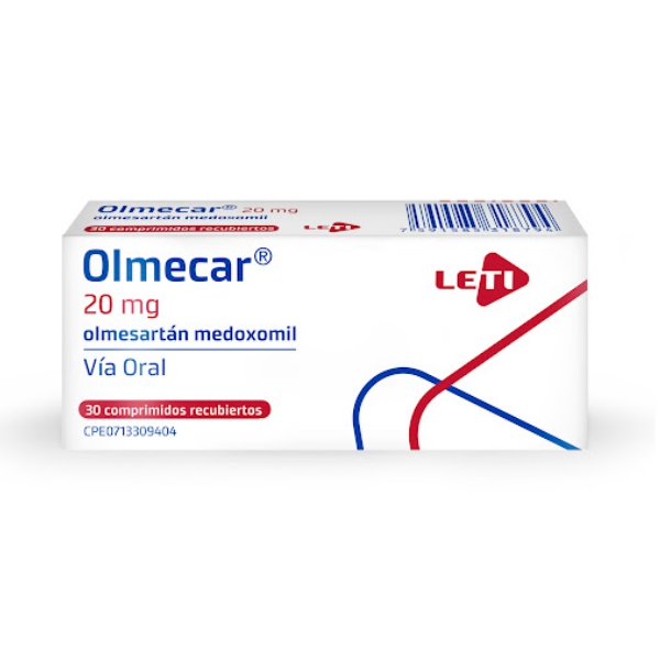 OLMECAR 20MG X 30 COMP (OLMESARTAN) (LETI) (TABLETAS)