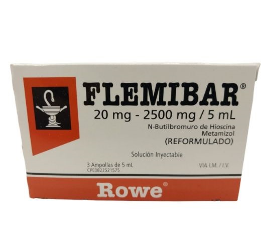 FLEMIBAR 20MG-2500MG/5ML I.V/I.M X 3 AMP (HIOSCINA/METAMIZOL) (ROWE) (AMPOLLAS)