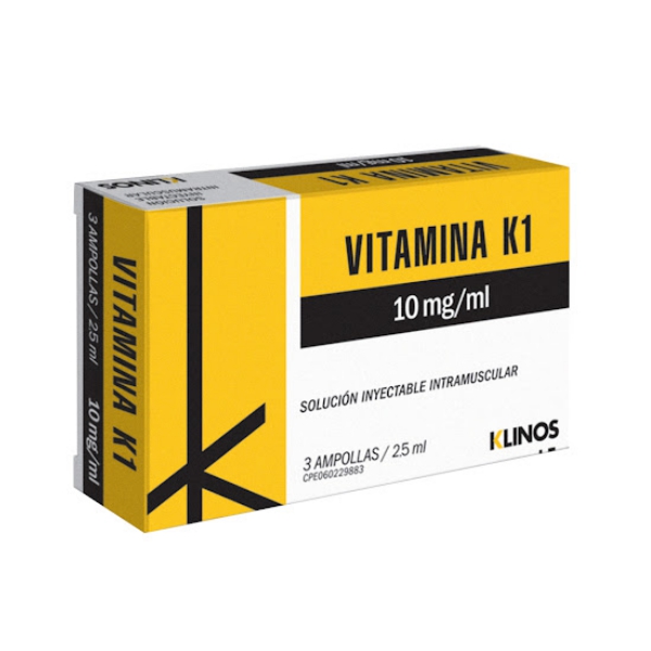 VITAMINA K1 10MG/ML 2ML X 3AMP (AMPOLLAS) (KLINOS)