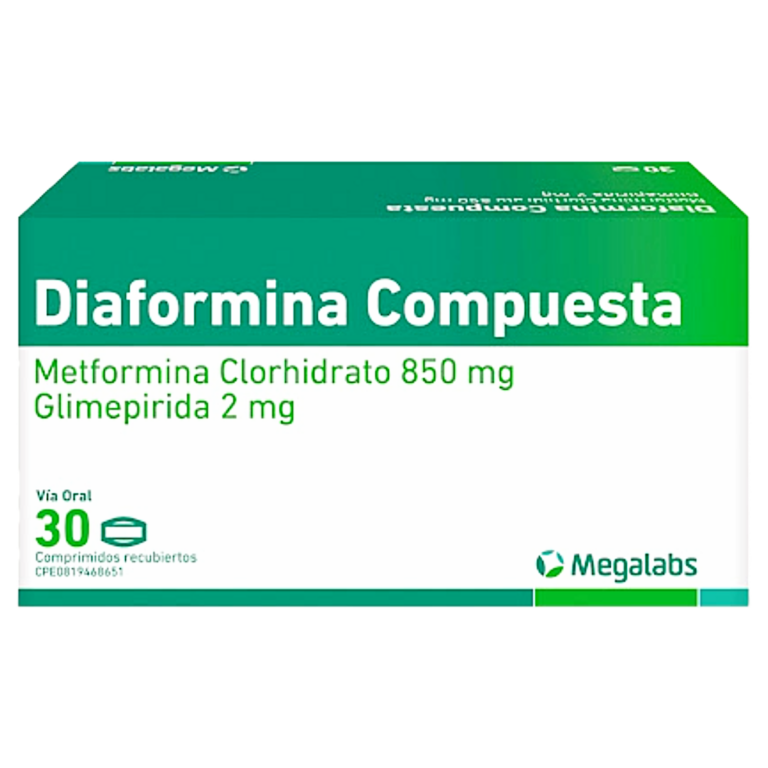 DIAFORMINA COMPUESTA 850MG/2MG X 30 COMP (MEGALABS)