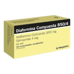 DIAFORMINA COMPUESTA 850MG/4MG X 30 COMP (METFORMINA+GLIMEPIRIDA) (MEGALABS)