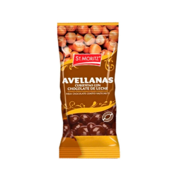 AVELLANAS CUBIERTAS CON CHOCOLATE Y LECHE 40G (ST.MORITZ)