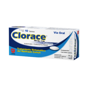 CLORACE 500MG/4MG X 10 TAB (ACETAMINOFEN+CLORFENIRAMINA)(TABLETAS)(COFASA)