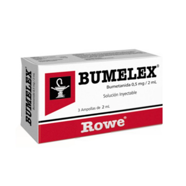 BUMELEX 0,5MG AMP X 3 UND I.M/I.V (BUMETANIDA)(ROWE)(AMPOLLAS)