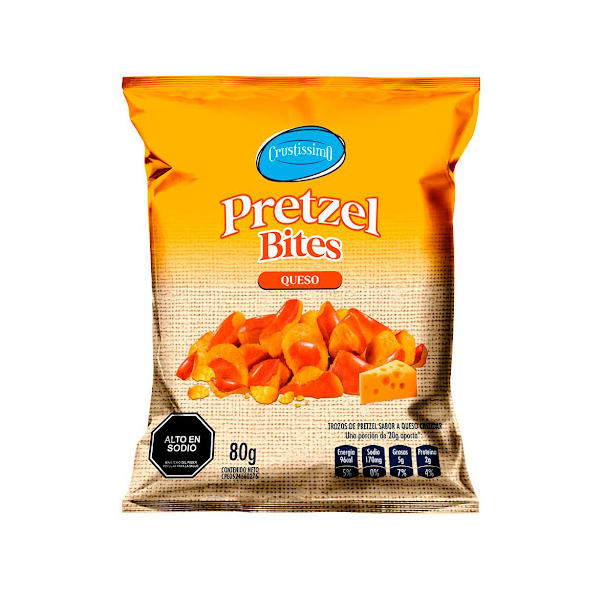 PRETZEL BITES QUESO 80G (CRUSTISSIMO)