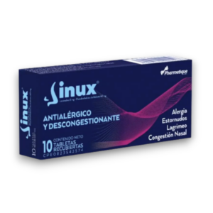 SINUX 5MG-60MG X 10 TAB (LORATADINA-PSEUDOFEDRINA) (TABLETAS) PHARMETIQUE
