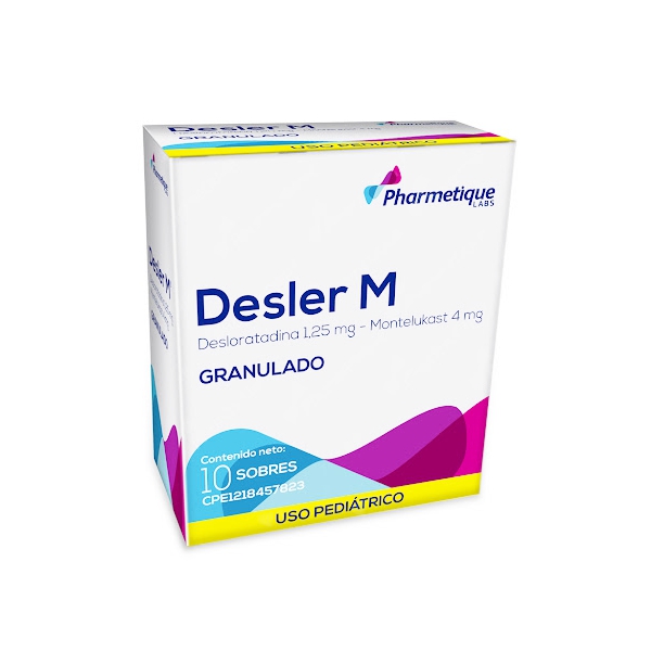 * DESLER M 1,25MG/4MG X 10 SOBR (DESLORATADINA+MONTELUKAST)(PHARMETIQUE)(JARABES