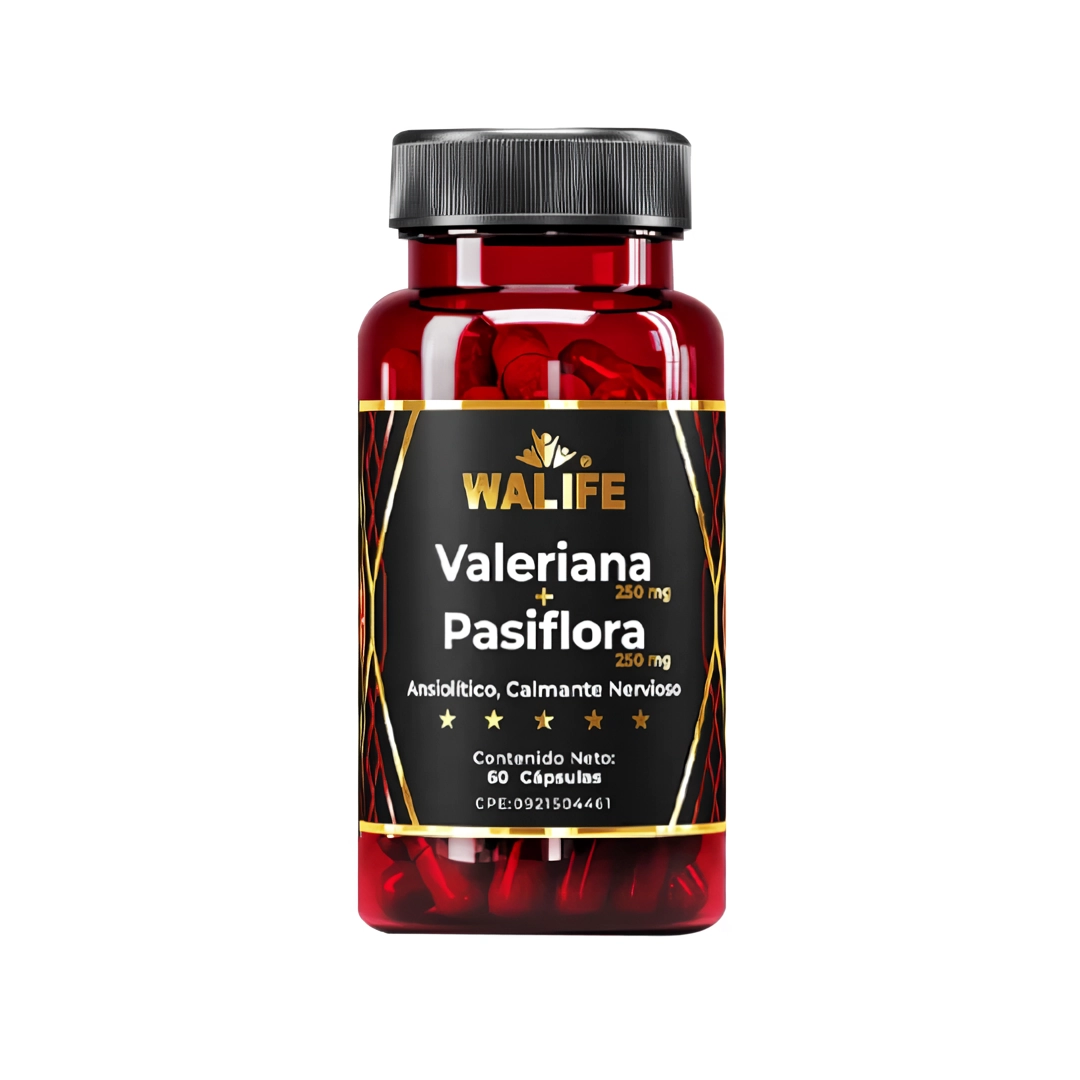 VALERIANA 250MG+PASIFLORA 250MG X 60 CAPS (RELAJANTE NERVIOSO) (WALIFE)