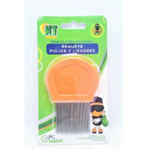 PEINE SACA PIOJOS DE ACERO INOXIDABLE CON MANGO DE GOMA (FC PHARMA)