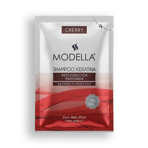 SHAMPOO KERATINA RESTAURACION PROFUNDA CHERRY SIN SAL X 30 ML (MODELLA)