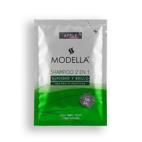 SHAMPOO KERATINA SUAVIDAD Y BRILLO APPLE SIN SAL X 30 ML (MODELLA)