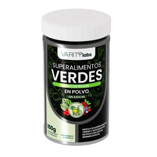 SUPERALIMENTOS  VERDES + FRUTOS ROJOS EN POLVOX 150 GR SIN AZUCAR(VARITY LABS)