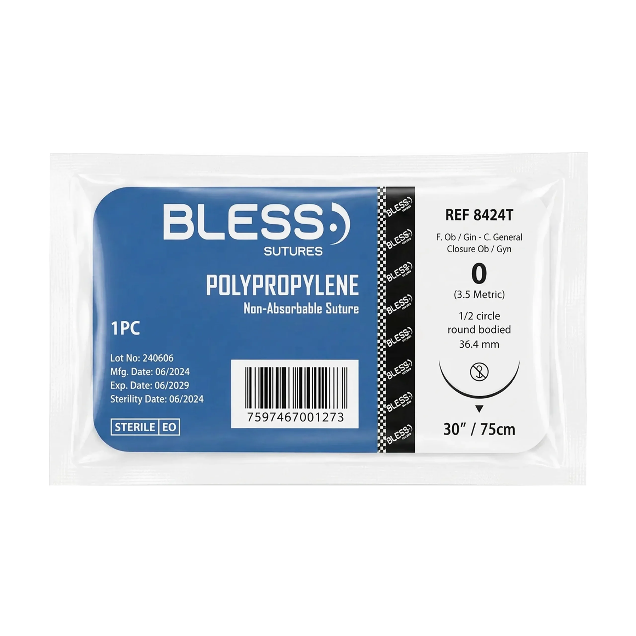 SUTURA PROLENE POLYPROPILENE 0 AGUJA CURVA NO CORTANTE (REF-8424T) (BLESS)