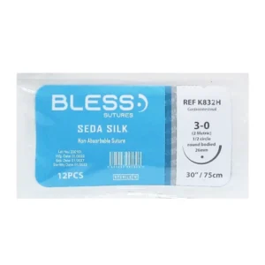 SUTURA SEDA 3 – 0 AGUJA CURVA CORTANTE GASTROINTESTINAL (REF-K832H) (BLESS)