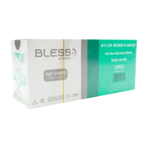 SUTURA NYLON 10-0 DOBLE AGUJA CURVA CABEZA PLANA 3/8 30CM X 1 UND (BLESS)
