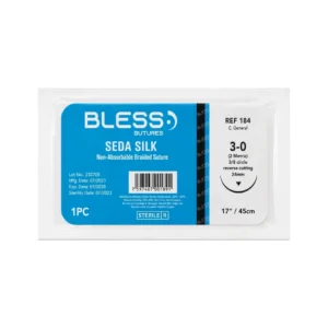 SUTURA SEDA 3-0 AGUJA CURVA CORTANTE REF 184 (BLESS)