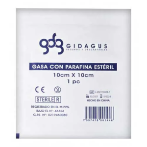 GASA DE PARAFINA ESTERIL 10CM X 10CM X 1 UNID.(GIDAGUS) (MMQ)