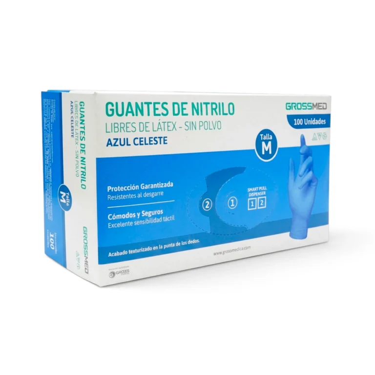GUANTES NITRILO TALLA M AZUL CELESTE  CAJA X 100 UND (GROSSMED)