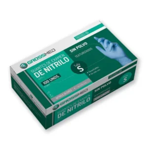GUANTES DE EXAMEN DE NITRILO AZUL CELESTE X 100 UND TALLA S (GROSSMED) (MMQ)
