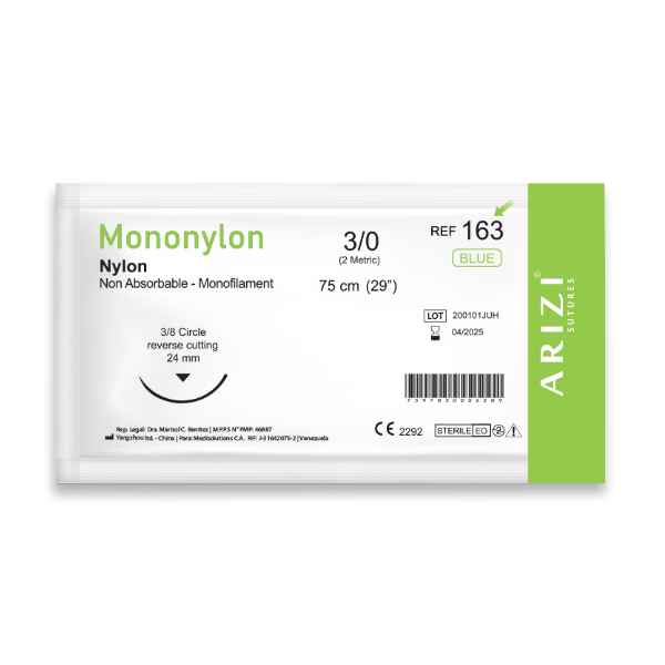 SUTURA MONONYLON 3-0 (NYLON) 163 CURVA CORTANTE ARIZI