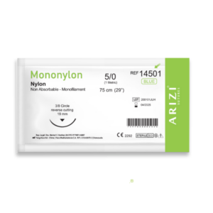 SUTURA MONONYLON 5-0 (NYLON) 14501 AGUJA CURVA CORTANTE ARIZI