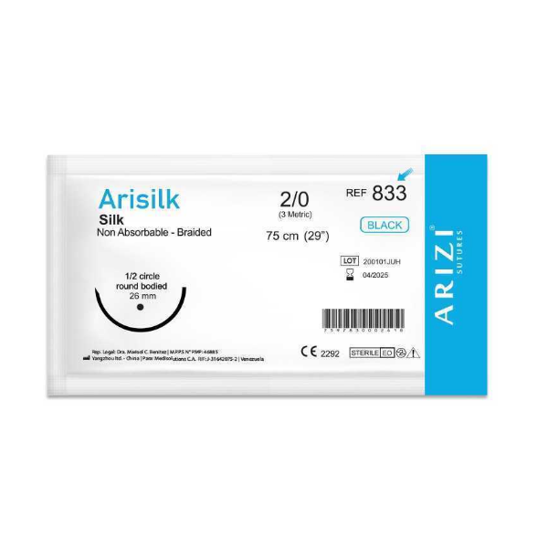 SUTURA ARISILK 2-0 (SEDA) 833 CURVA NO CORTANTE ARIZI